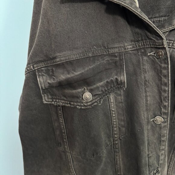 Free People Distressed Jean Jacket * XL * We The Free - Picture 6 of 13